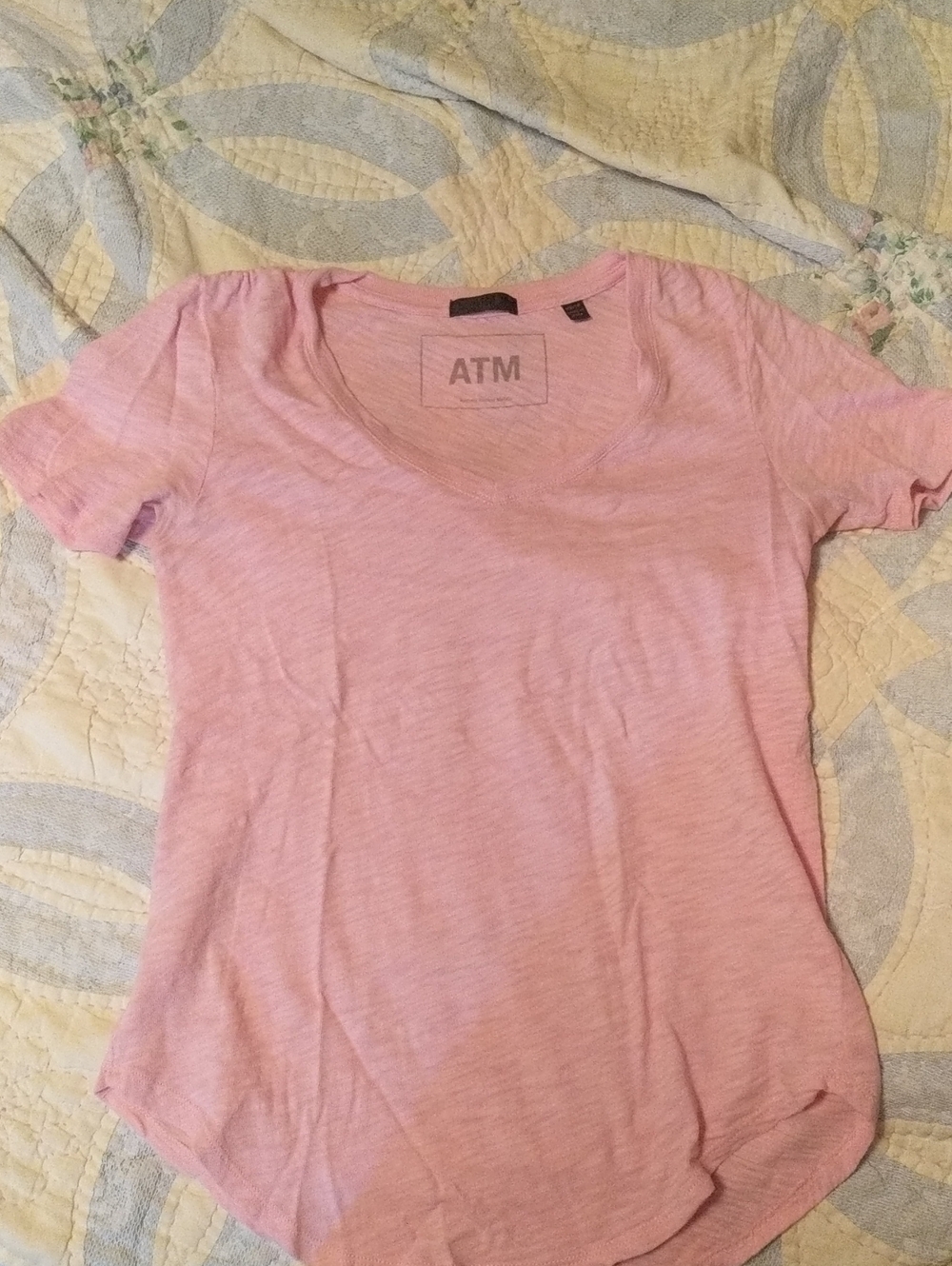 ATM Pink V Neck Tee